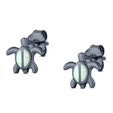 Turtle Stud Earring Created Opal Solid 925 Sterling Silver (8mm)