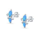 Stud Earrings Created Opal 925 Sterling Silver (12mm)