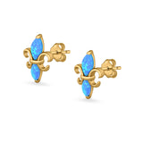 Stud Earrings Created Opal 925 Sterling Silver (12mm)