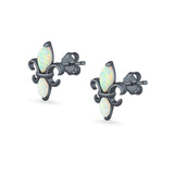 Stud Earrings Created Opal 925 Sterling Silver (12mm)