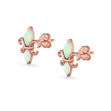 Stud Earrings Created Opal 925 Sterling Silver (12mm)