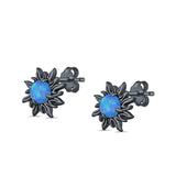 Sun Stud Earrings Lab Created Opal 925 Sterling Silver (14mm)
