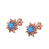 Sun Stud Earrings Lab Created Opal 925 Sterling Silver (14mm)