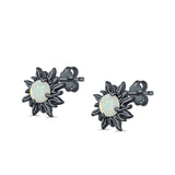 Sun Stud Earrings Lab Created Opal 925 Sterling Silver (14mm)