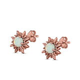 Sun Stud Earrings Lab Created Opal 925 Sterling Silver (14mm)