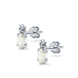 Pineapple Stud Earrings Lab Created Opal 925 Sterling Silver (15mm)