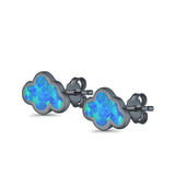 Cloud Stud Earrings Lab Created Opal 925 Sterling Silver (7mm)