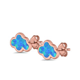 Cloud Stud Earrings Lab Created Opal 925 Sterling Silver (7mm)