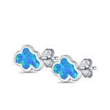 Cloud Stud Earrings Lab Created Opal 925 Sterling Silver (7mm)