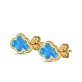 Cloud Stud Earrings Lab Created Opal 925 Sterling Silver (7mm)