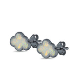 Cloud Stud Earrings Lab Created Opal 925 Sterling Silver (7mm)
