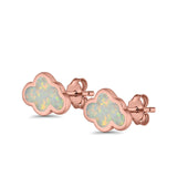 Cloud Stud Earrings Lab Created Opal 925 Sterling Silver (7mm)