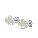 Cloud Stud Earrings Lab Created Opal 925 Sterling Silver (7mm)