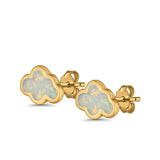 Cloud Stud Earrings Lab Created Opal 925 Sterling Silver (7mm)