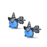 Unicorn Stud Earrings Created Opal 925 Sterling Silver (10mm)