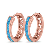 Twist Filigree Hoop Earrings Lab Created Opal 925 Sterling Silver