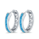 Twist Filigree Hoop Earrings Lab Created Opal 925 Sterling Silver