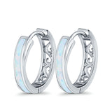 Twist Filigree Hoop Earrings Lab Created Opal 925 Sterling Silver