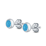 Stud Earrings Lab Created Opal 925 Sterling Silver (6.5mm)