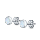 Stud Earrings Lab Created Opal 925 Sterling Silver (6.5mm)