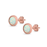 Round Half Ball Stud Earrings Created Opal 925 Sterling Silver (6mm)