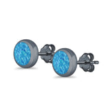 Round Stud Earrings Lab Created Opal 925 Sterling Silver (4mm-10mm)
