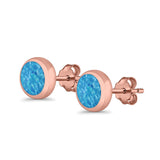 Round Stud Earrings Lab Created Opal 925 Sterling Silver (4mm-10mm)