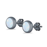 Round Stud Earrings Lab Created Opal 925 Sterling Silver (4mm-10mm)