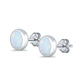 Round Stud Earrings Lab Created Opal 925 Sterling Silver (4mm-10mm)