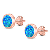 Round Stud Earring Created Opal Solid 925 Sterling Silver (4mm)