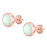 Round Stud Earring Created Opal Solid 925 Sterling Silver (4mm)