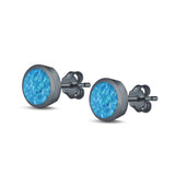 Stud Earrings Round Lab Created Opal 925 Sterling Silver (4mm-10mm)