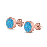 Stud Earrings Round Lab Created Opal 925 Sterling Silver (4mm-10mm)