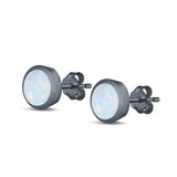 Stud Earrings Round Lab Created Opal 925 Sterling Silver (4mm-10mm)