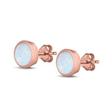 Stud Earrings Round Lab Created Opal 925 Sterling Silver (4mm-10mm)