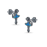 Ballet Dancer Stud Earrings Lab Created Opal 925 Sterling Silver (11mm)