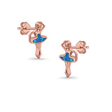 Ballet Dancer Stud Earrings Lab Created Opal 925 Sterling Silver (11mm)