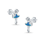 Ballet Dancer Stud Earrings Lab Created Opal 925 Sterling Silver (11mm)