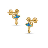 Ballet Dancer Stud Earrings Lab Created Opal 925 Sterling Silver (11mm)