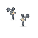 Ballet Dancer Stud Earrings Lab Created Opal 925 Sterling Silver (11mm)