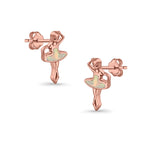 Ballet Dancer Stud Earrings Lab Created Opal 925 Sterling Silver (11mm)
