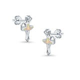 Ballet Dancer Stud Earrings Lab Created Opal 925 Sterling Silver (11mm)