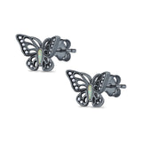 Butterfly Stud Earrings Lab Created Opal 925 Sterling Silver (10mm)