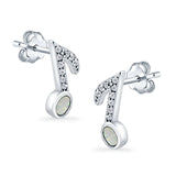Musical Note Stud Earrings Lab Created Opal Simulated CZ 925 Sterling Silver (12mm)