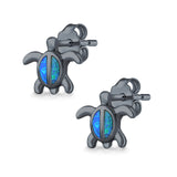 Turtle Stud Earrings Lab Created Opal 925 Sterling Silver (12mm)