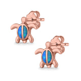 Turtle Stud Earrings Lab Created Opal 925 Sterling Silver (12mm)