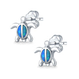 Turtle Stud Earrings Lab Created Opal 925 Sterling Silver (12mm)