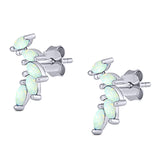 New Design Stud Earring Lab Created Marquise Opal Solid 925 Sterling Silver (13.2mm)