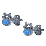 Cow Stud Earring Created Opal Solid 925 Sterling Silver (8.8mm)