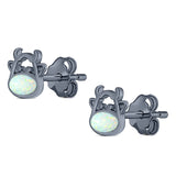 Cow Stud Earring Created Opal Solid 925 Sterling Silver (8.8mm)